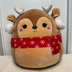 Squishmallows™  Festive Winter Holiday Squad Darla the Deer Red Scarf Plush 14"